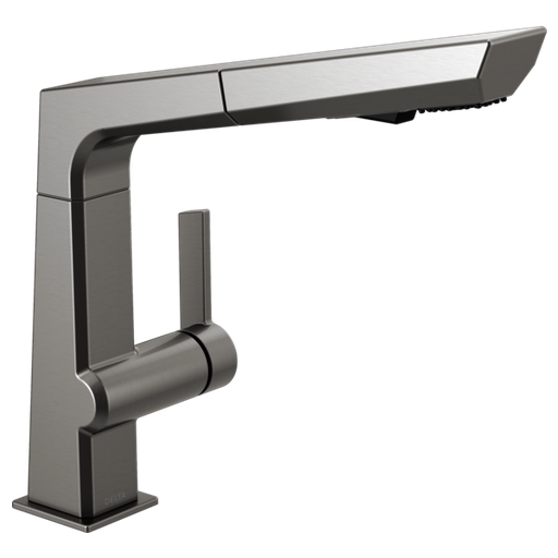 Pivotal Single Handle Pull-Out Kitchen Faucet - Black Stainless