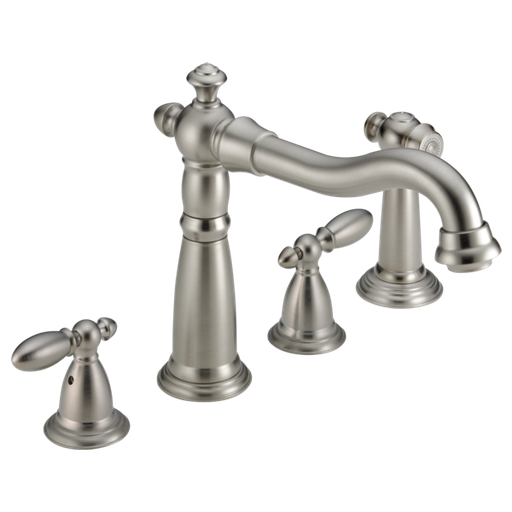 Victorian Two Handle Widespread Kitchen Faucet with Spray - Stainless