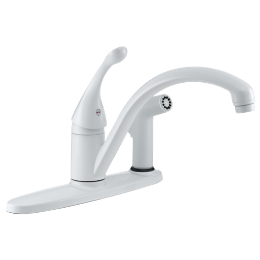 Collins Single Handle Kitchen Faucet with Integral Spray - White