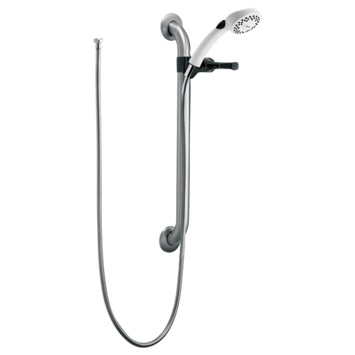 Commercial Single-Setting Hand Shower w/ Grab Bar - Stainless And White