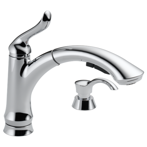 Linden Single Handle Pull-Out Kitchen Faucet with Soap Dispenser - Chrome