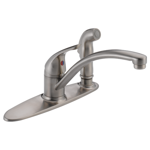 Classic Single Handle Kitchen Faucet with Integral Spray - Stainless
