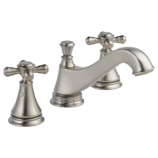 Cassidy Two Handle Widespread Bathroom Faucet - Low Arc Spout - Less Handles - Stainless