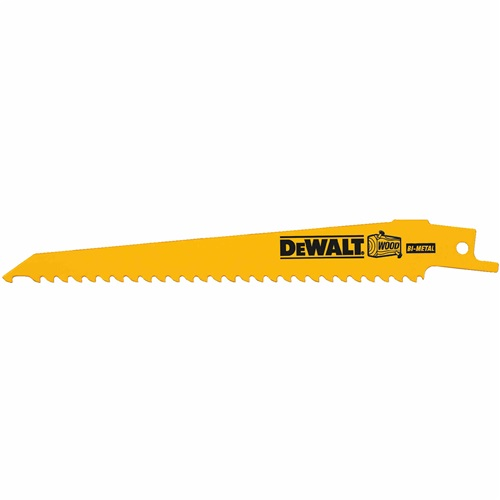 Product image for DEWALT DW4802B 6 Inch 6 TPI Taper Back Wood Cutting Reciprocating Saw Blade