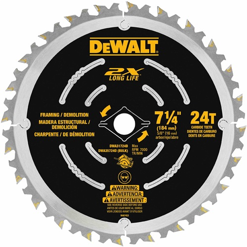 Product image for DWLT DWA31724D 7 1/4IN 24T DEMO FRA
