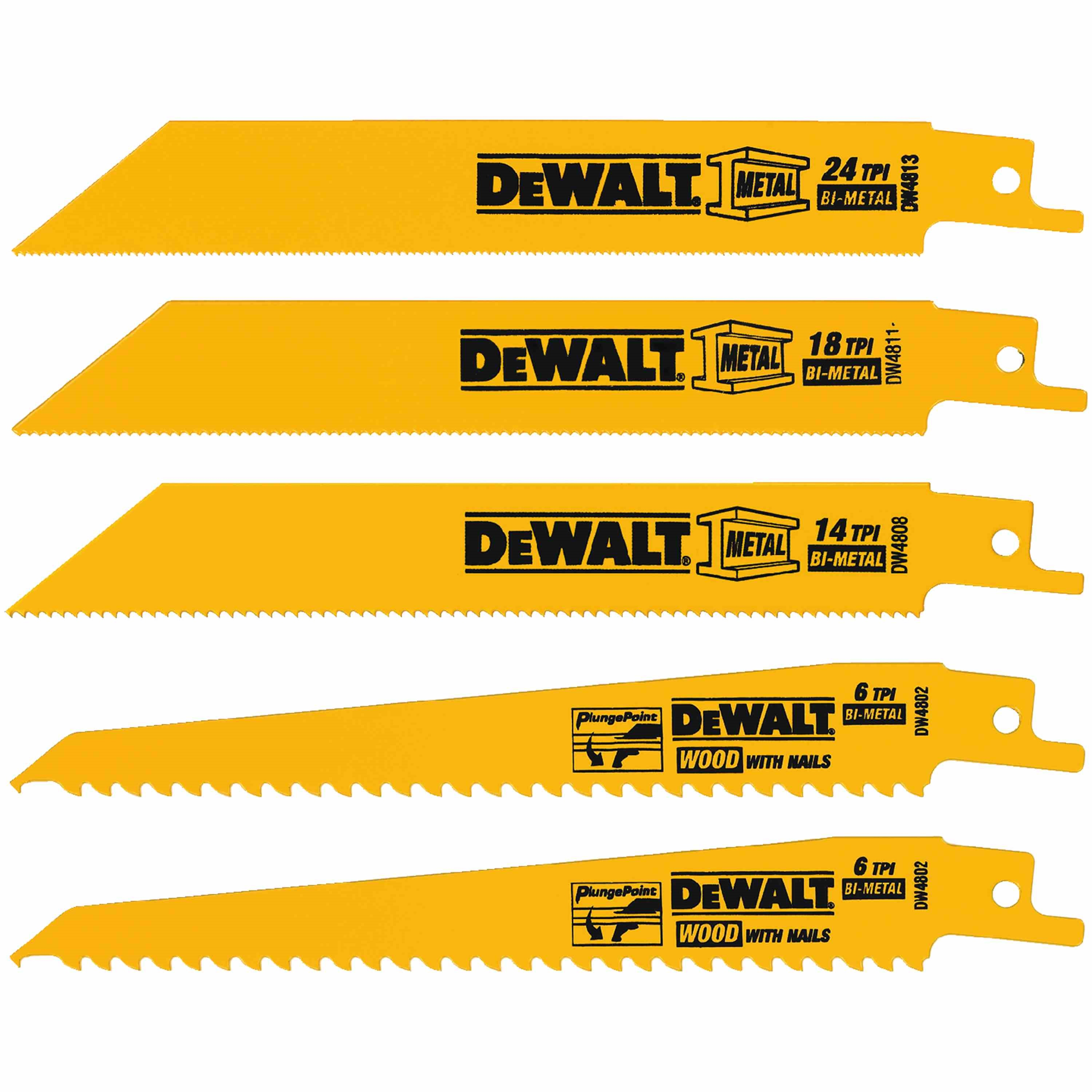 5 Piece Bi-Metal Reciprocating Saw Blade Set