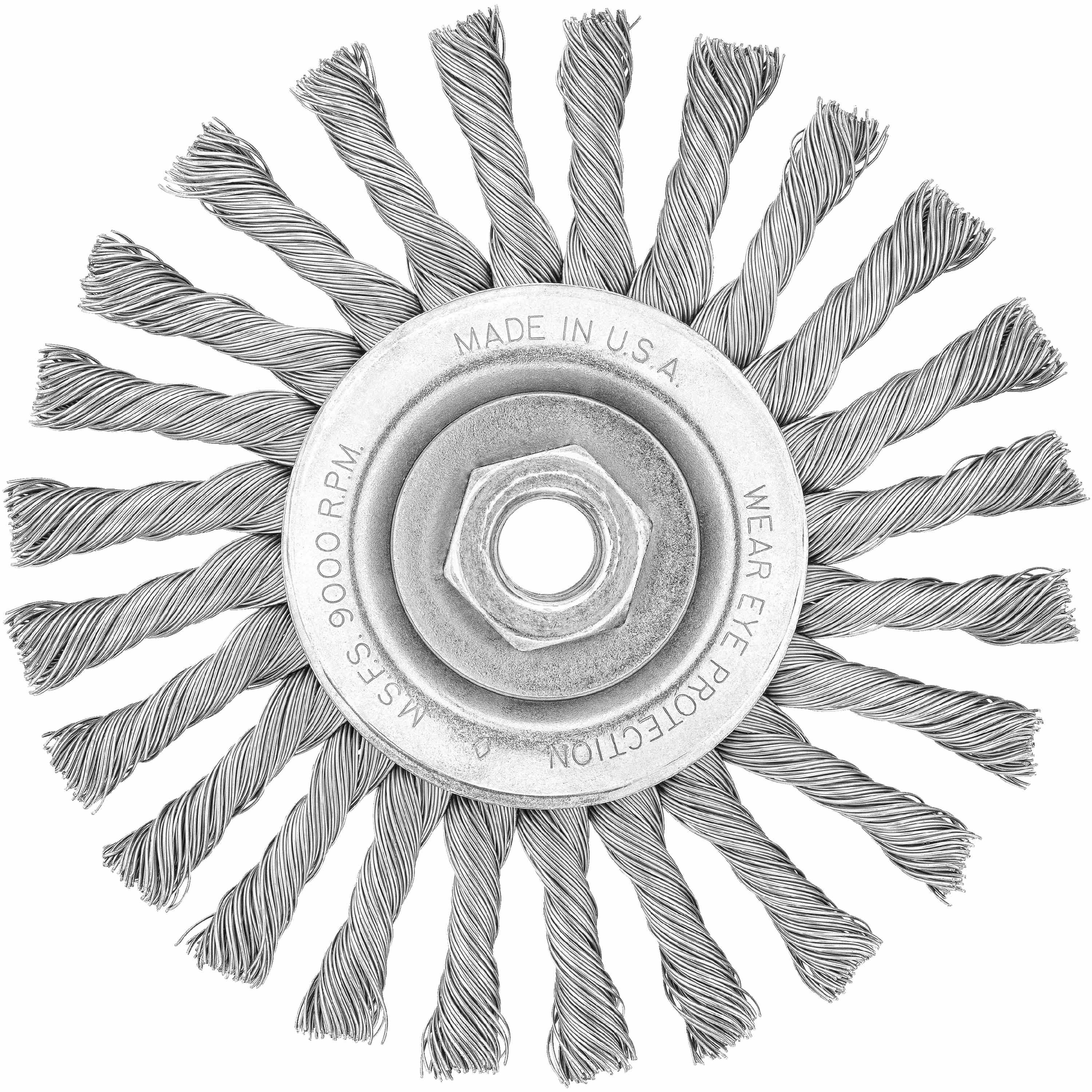 6" x 5/8"-11 XP .020 Carbon Cable Twist Wire Wheel
