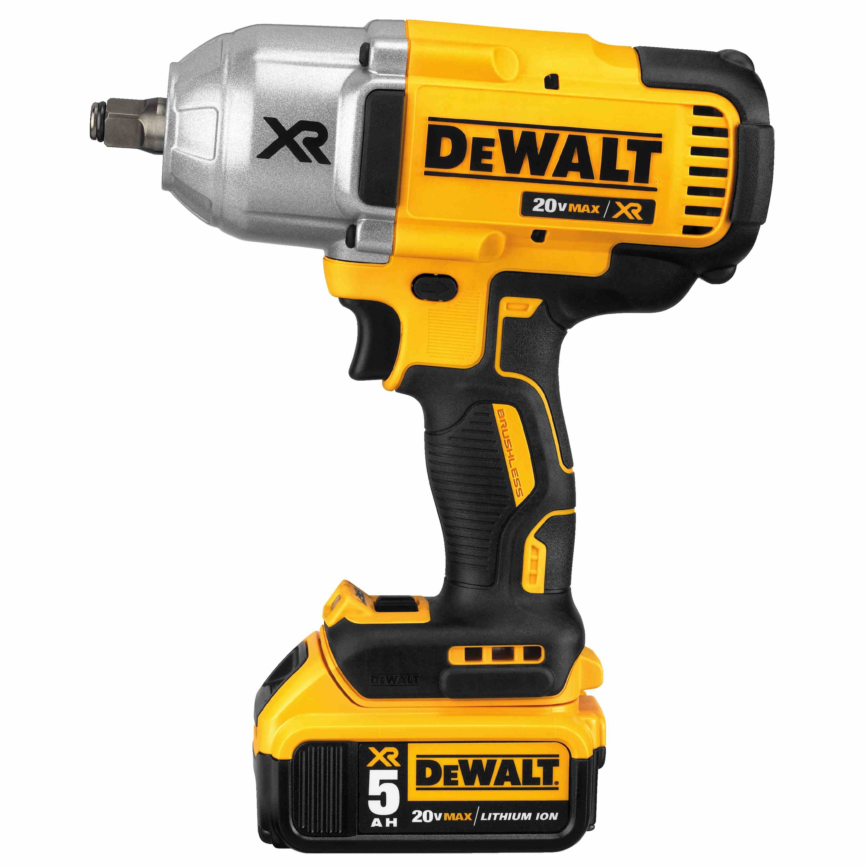 20v MAX* XR High Torque 1/2" Impact Wrench w. Hog Ring Anvil Kit (5.0Ah)