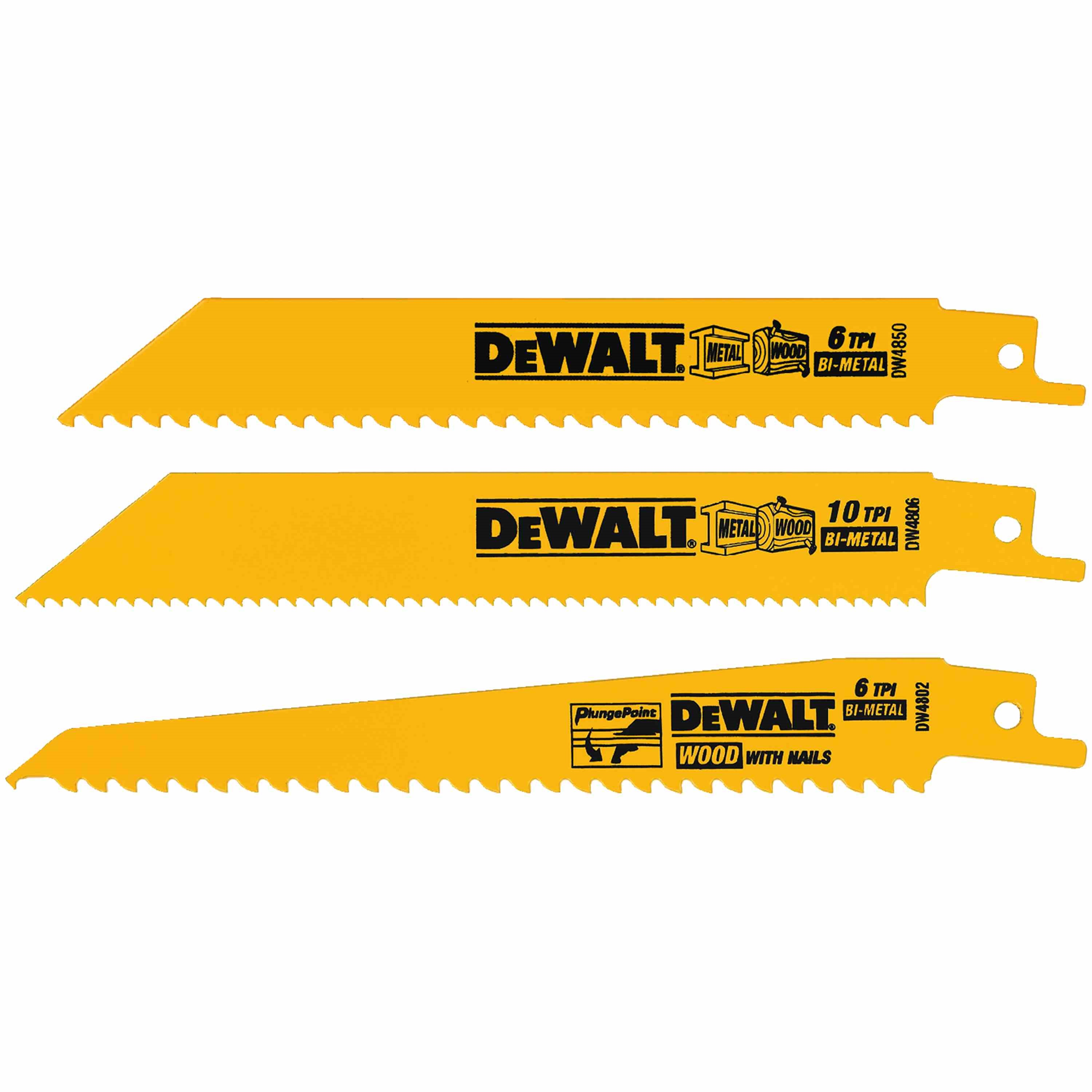 3 Piece Bi-Metal Reciprocating Saw Blade Set