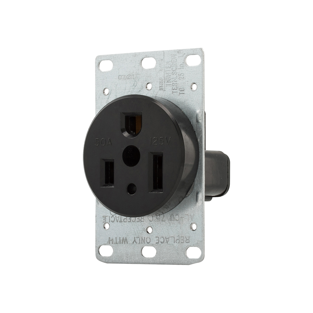 Arrow Hart Wiring 1253-BOX 50 Amp 125 VAC 2-Pole 3-Wire NEMA 5-50R Black Power Receptacle Arrow Hart Wiring 1253-BOX 50 Amp 125 VAC 2-Pole 3-Wire NEMA 5-50R Black Power Receptacle