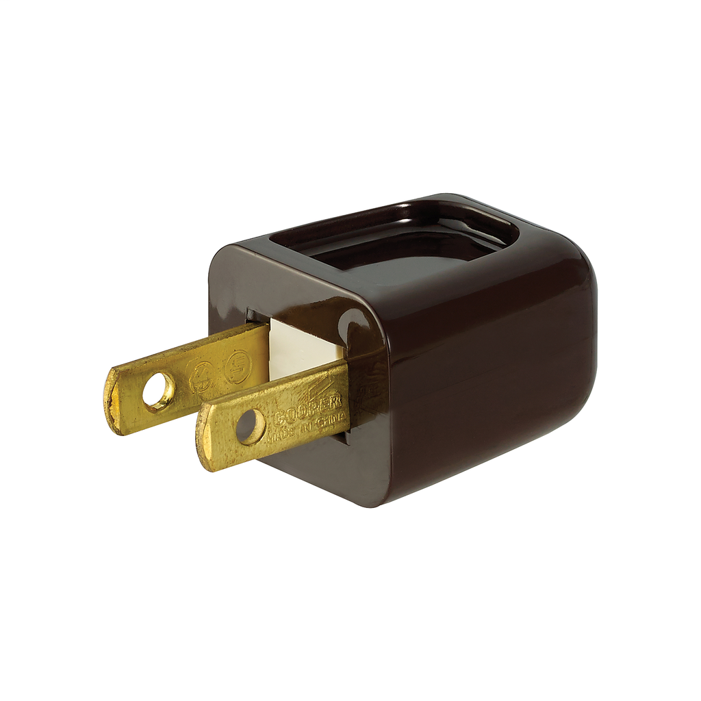 Product image for Eaton Wiring Devices 2601B-BU 10 Amp 125 VAC 2-Pole 2-Wire NEMA 1-15P Brown Academy Standard Grade Install Plug