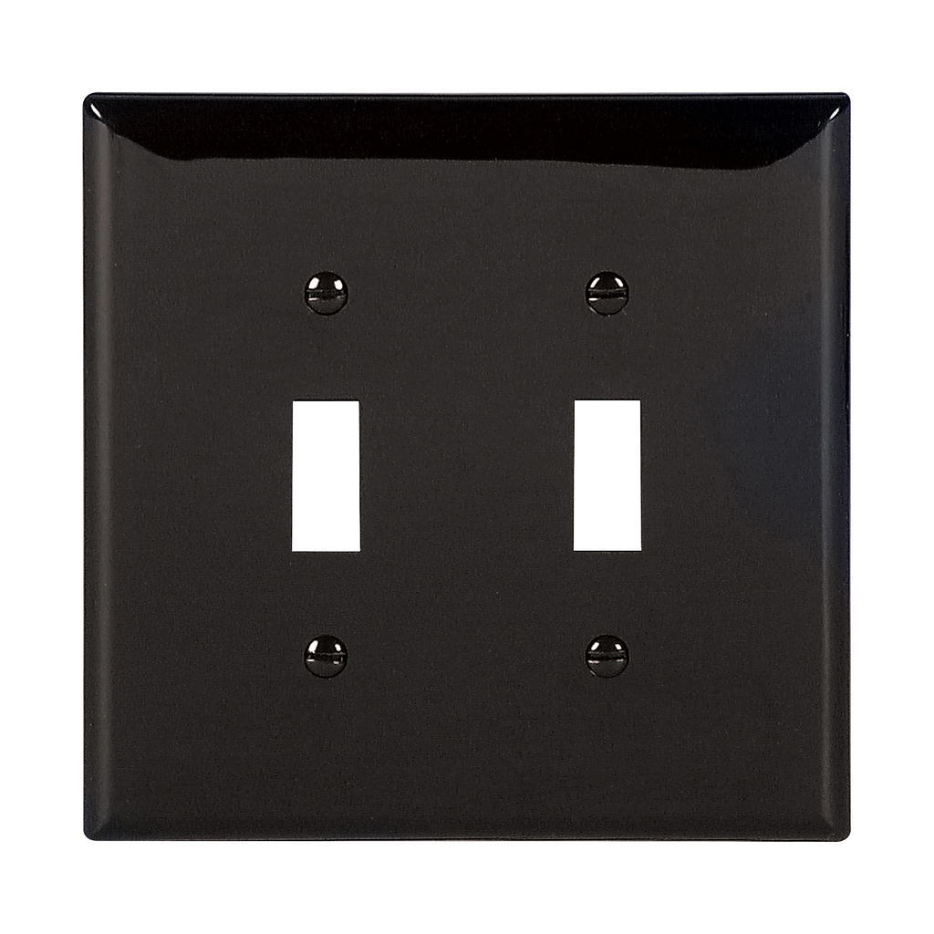 Eaton Wiring Devices PJ2BK 2-Gang Black Polycarbonate Medium Toggle Switch Wallplate Eaton Wiring Devices PJ2BK 2-Gang Black Polycarbonate Medium Toggle Switch Wallplate