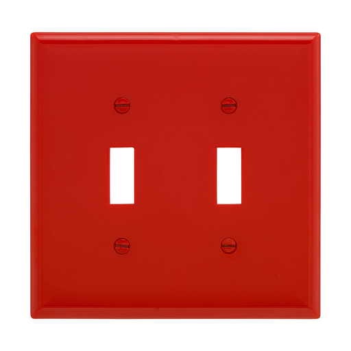 Product image for Eaton Wiring Devices PJ2RD 2-Gang Polycarbonate Mid-Size Toggle Wall Plate