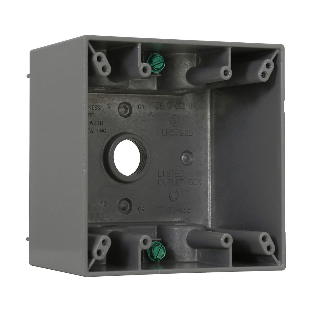 Crouse-Hinds Series TP7130 2-5/8 Inch Gray Die-Cast Aluminum 2-Gang Weatherproof Outlet Box Crouse-Hinds Series TP7130 2-5/8 Inch Gray Die-Cast Aluminum 2-Gang Weatherproof Outlet Box