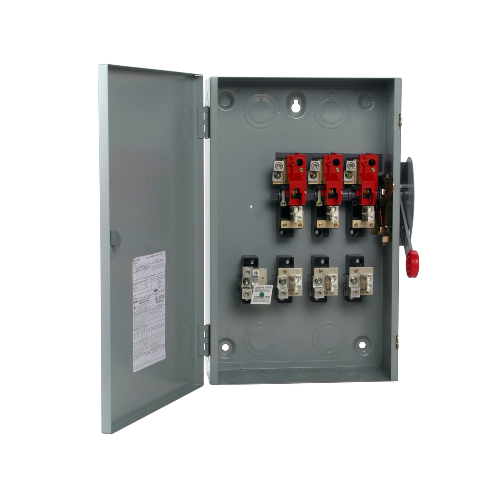 Product image for Eaton Electrical DG324NGK 120/240 VAC 200 Amp 25 to 60 Hp 3-Pole 4-Wire Fusible Single Throw Safety Switch