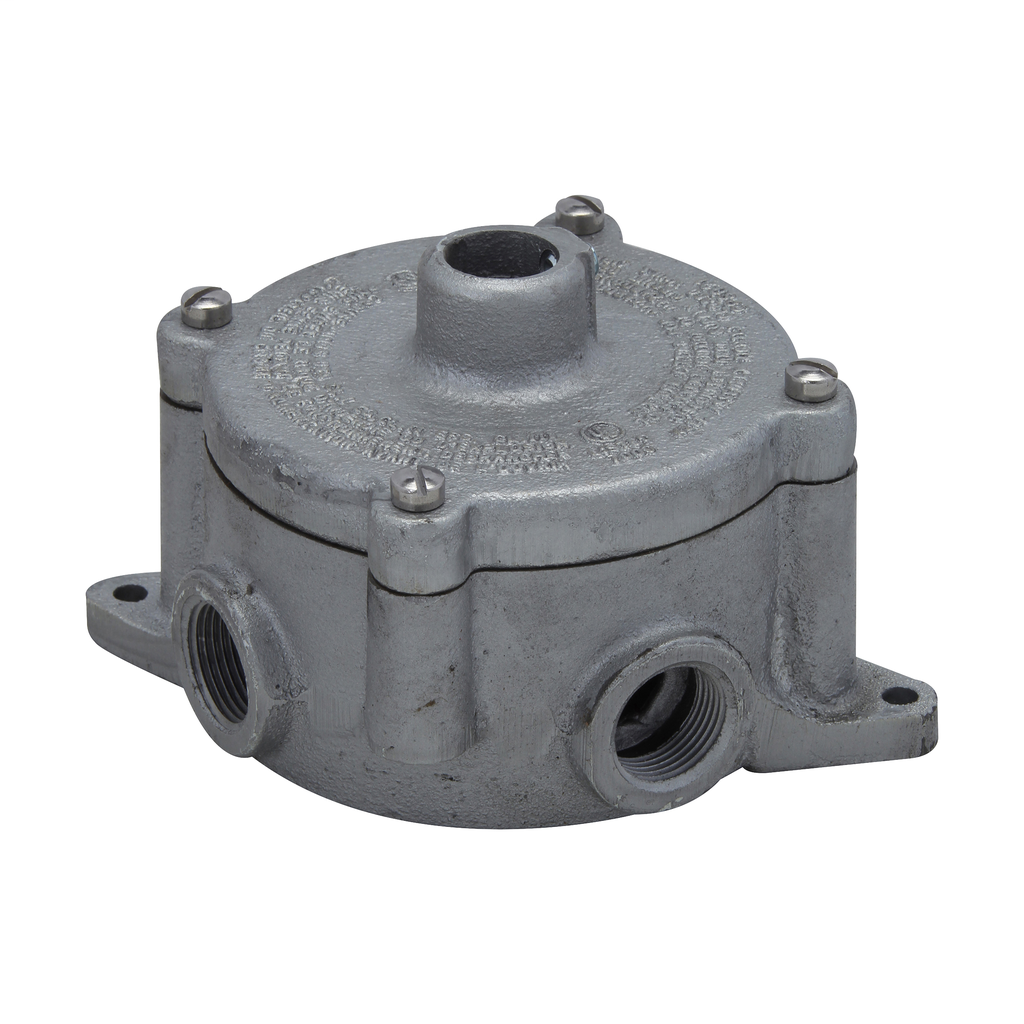 Product image for Crouse-Hinds Series CPS12022 1/2 and 3/4 Inch Hub 3/4 Inch Cover Opening Iron Alloy Conduit Outlet Box with Cover