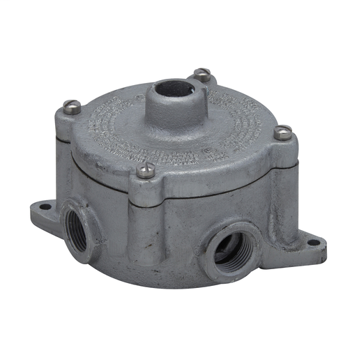 Product image for Crouse-Hinds Series CPS12022 1/2 and 3/4 Inch Hub 3/4 Inch Cover Opening Iron Alloy Conduit Outlet Box with Cover