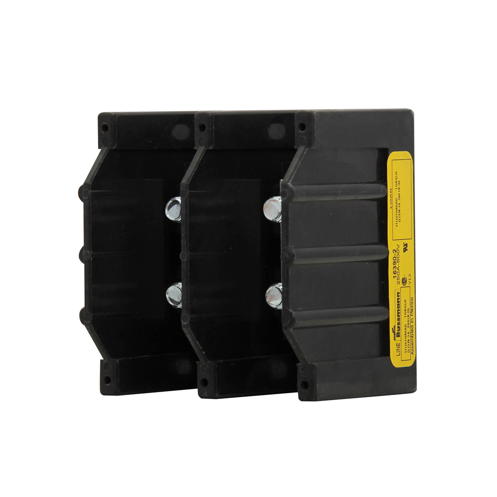 Product image for Bussmann Series 16390-2 2-Pole 3/8-16 x 1-1/8 Inch Stud Thermoplastic Power Terminal Block