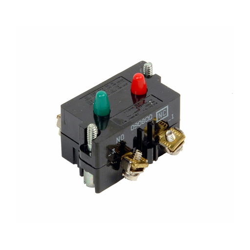 Product image for Eaton Electrical 10250T1 30.5 mm 600 VAC 10 Amp 1NO 1NC Silver Standard Finger Proof Push Button Contact Block