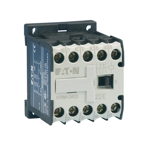 Product image for Cutler-Hammer XTRM10A22E XT IEC Miniature Control Relay, Screw terminals, 45 mm - mini Frame size, 2NO-2NC contact configuration, 208V 50 Hz coil, 10A conventional thermal rating, 6A at 220/230/240V; 3A at 38