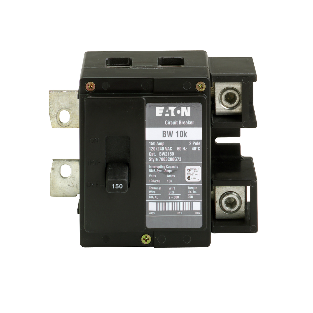 Product image for Eaton Electrical BW2150 208 Star/120/240 VAC 150 Amp 2-Pole Thermal Magnetic Main Circuit Breaker