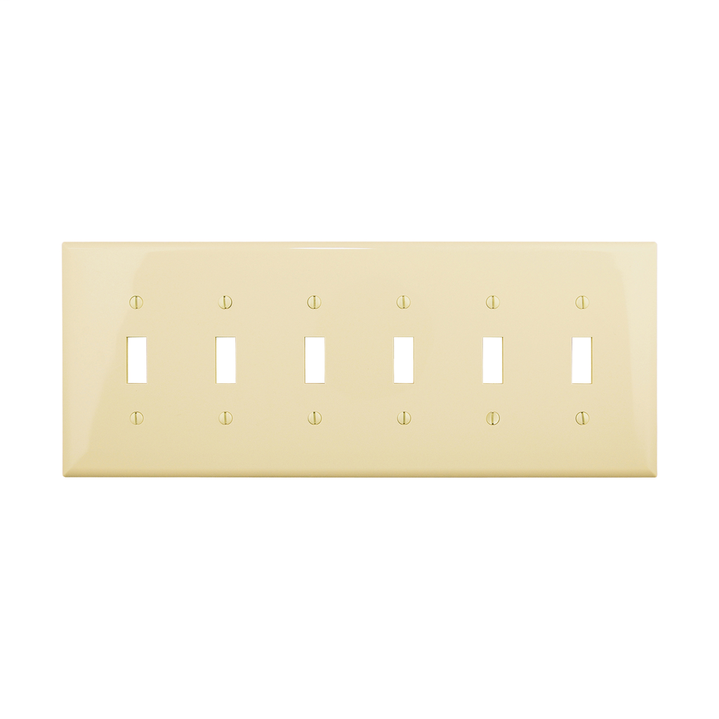Product image for EWD PJ6A Wallplate 6G Toggle Poly M