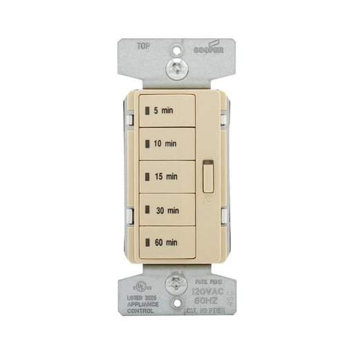 Product image for Eaton PT18M-V 5-Button Minute Timer w/ OFF, Single-Pole, 15A 120V 1800W, Ivory