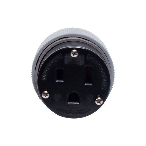 Product image for 50A 250V Straight Blade Power Plug, 2-Pole 3-Wire Grounding, 6-50R, Industrial Spec Grade, Gray