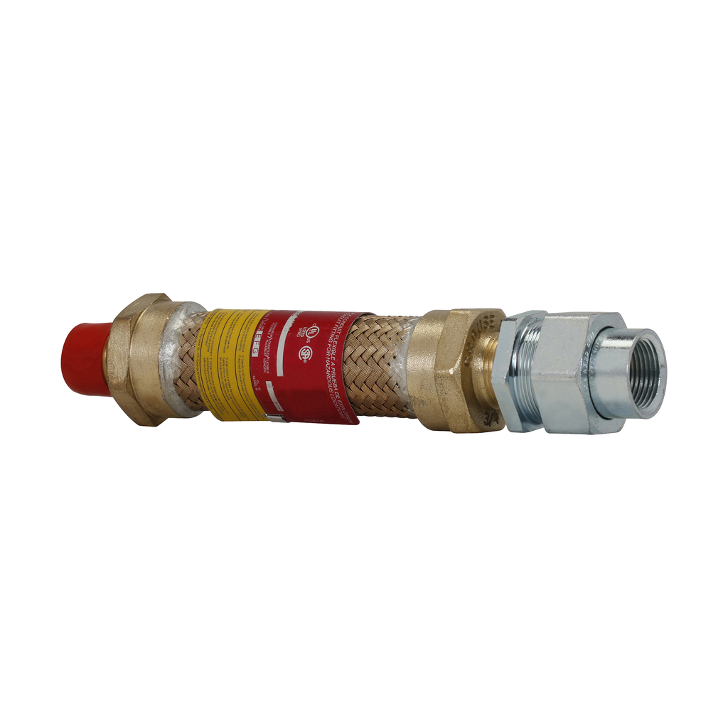 Product image for Crouse-Hinds ECLK224 3/4" Explosionproof, Dust-Ignitionproof Flexible Coupling, 24" Length, Male Connection one End, Female Connection one End, Forged Brass