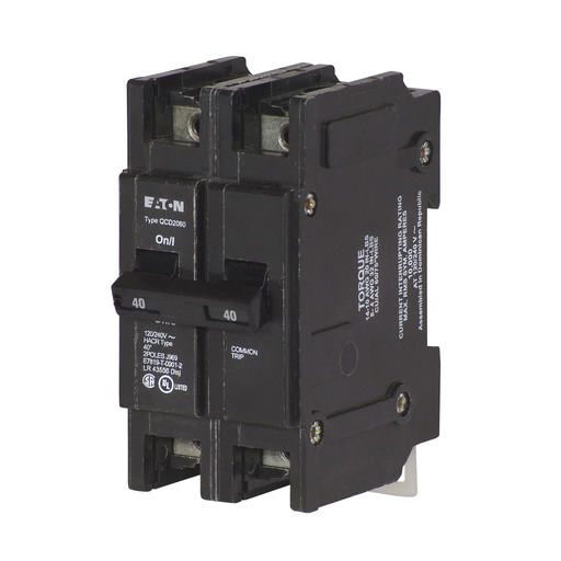 Product image for Cutler-Hammer QCD2040 Quicklag Type QCD Industrial Thermal-Magnetic Circuit Breaker,Industrial circuit breaker,40 A,10 kAIC,Two-pole,120/240 V,Thermal-magnetic,Cable-in/cable-out,QCD,Non-interchangeable