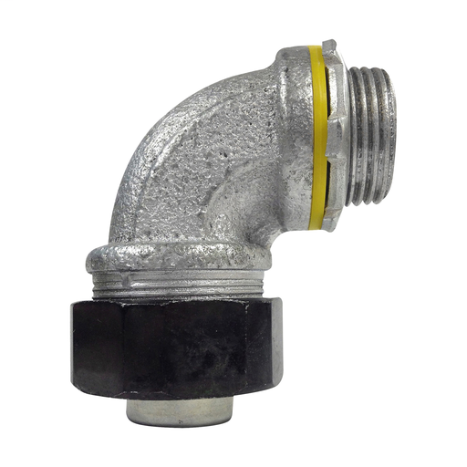 Product image for Crouse-Hinds Series LTQ7590 3/4 Inch Malleable Iron Non-Insulated 90 Degrees Liquidtight Conduit Connector