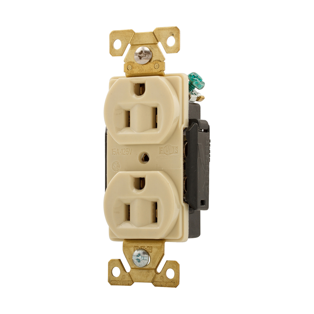 Arrow Hart Wiring AH5262V 15 Amp 125 VAC 2-Pole 3-Wire NEMA 5-15R Ivory Straight Blade Duplex Receptacle Arrow Hart Wiring AH5262V 15 Amp 125 VAC 2-Pole 3-Wire NEMA 5-15R Ivory Straight Blade Duplex Receptacle