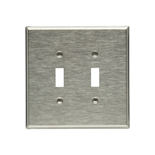 Product image for Eaton Wiring Devices 93872-BOX 2-Gang 302/304 Stainless Steel Oversize Toggle Switch Wallplate