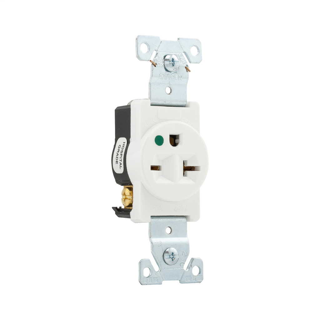 Product image for Arrow Hart Wiring 8410W 20 Amp 250 VAC 2-Pole 3-Wire NEMA 6-20R White Straight Blade Single Receptacle