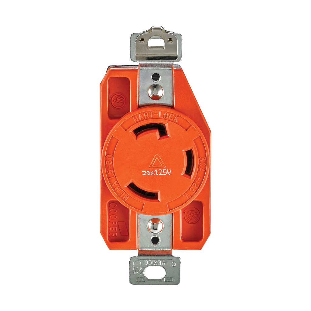 Eaton Wiring Devices IGL530R 30 Amp 125 VAC 2-Pole 3-Wire NEMA L5-30 Orange Isolated Ground Locking Single Receptacle Eaton Wiring Devices IGL530R 30 Amp 125 VAC 2-Pole 3-Wire NEMA L5-30 Orange Isolated Ground Locking Single Receptacle