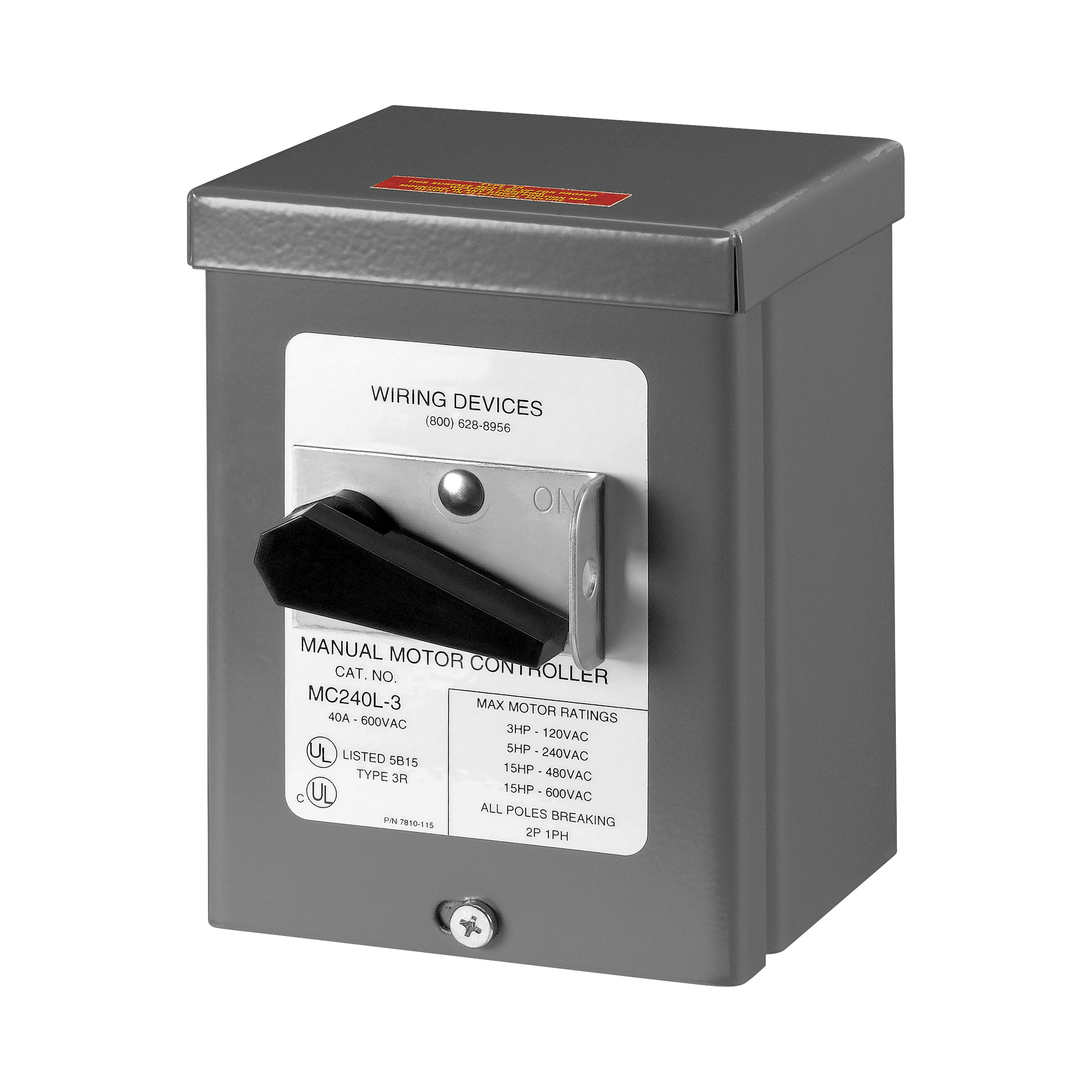 Maintained, Glass-filled nylon, NEMA 3R, Two-pole, Single-phase, Two-pole, single-phase, Side wired box lug, Single-throw, 600 Vac, #14-4 AWG, Side