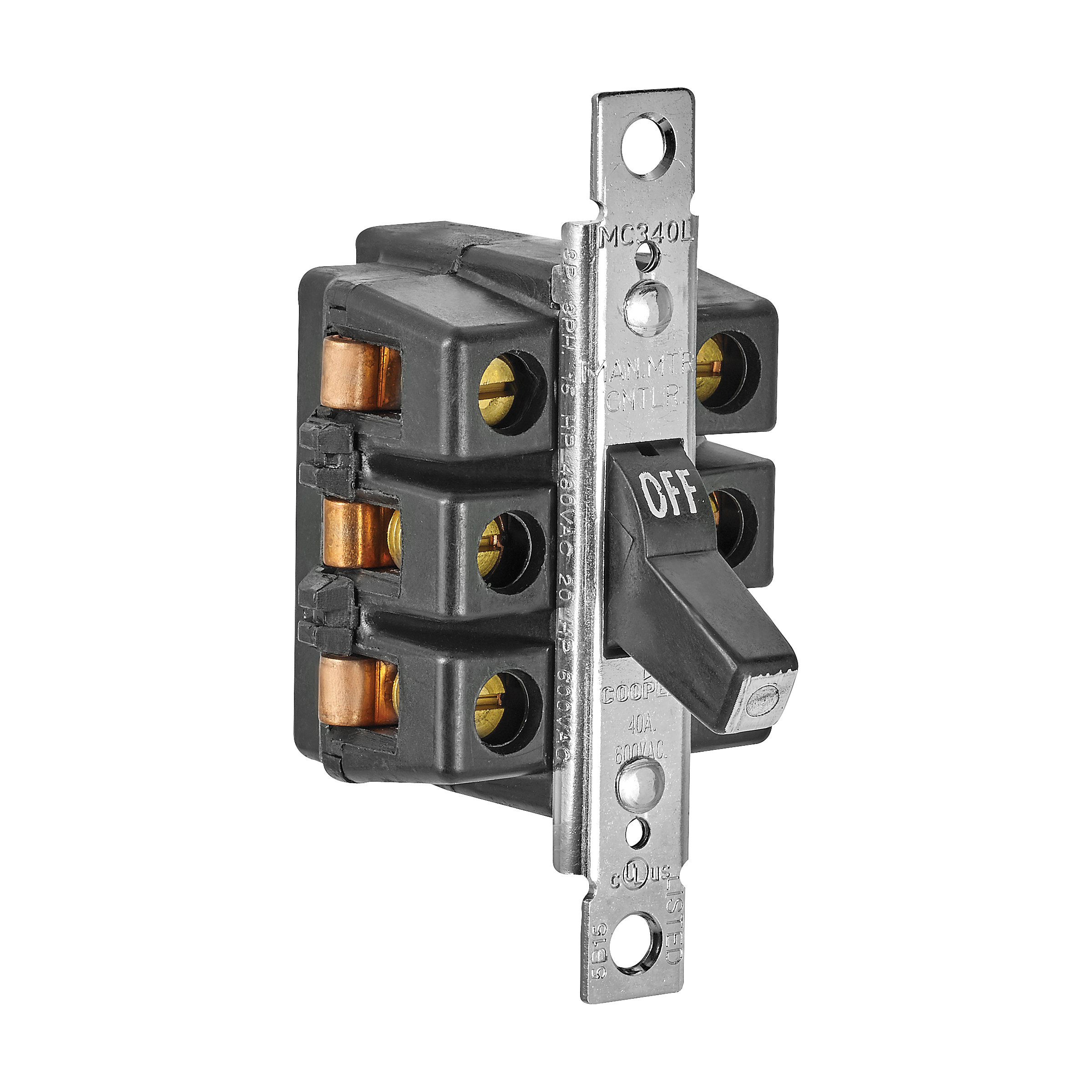 Maintained, Glass-filled nylon, Three-pole, Three-phase, Three-pole, three-phase, Side wired box lug, Single-throw, 600 Vac, #14-4 AWG, Side