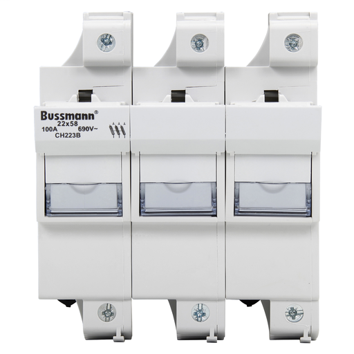 Product image for Bussmann Series CH223B 3-Pole 22 x 58xmm Cylindrical Fuse Holder