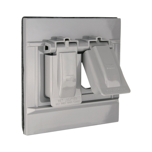 Product image for Eagle Electric S1954 1-Gang Gray Self Closing Lid Weatherproof Duplex Receptacle/Combination Device Cover