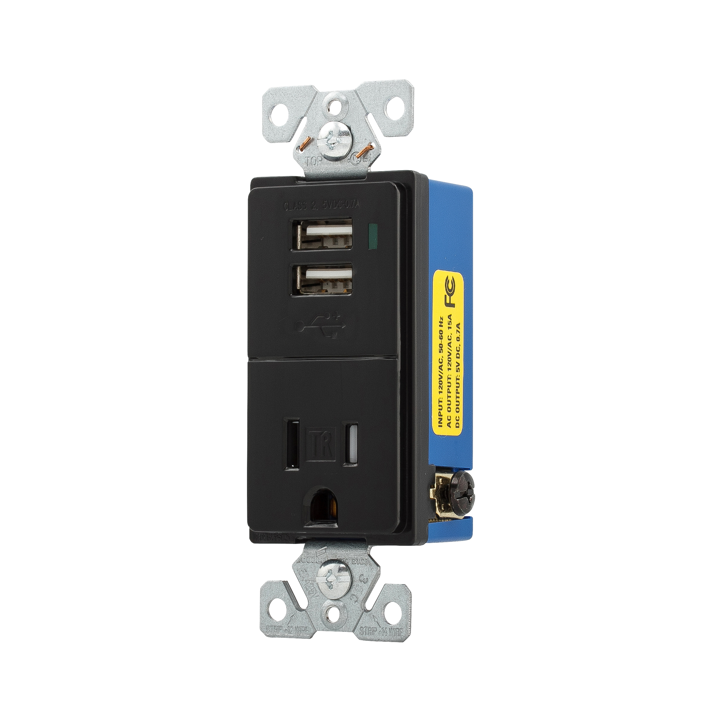 Combination USB Charger with Receptacle