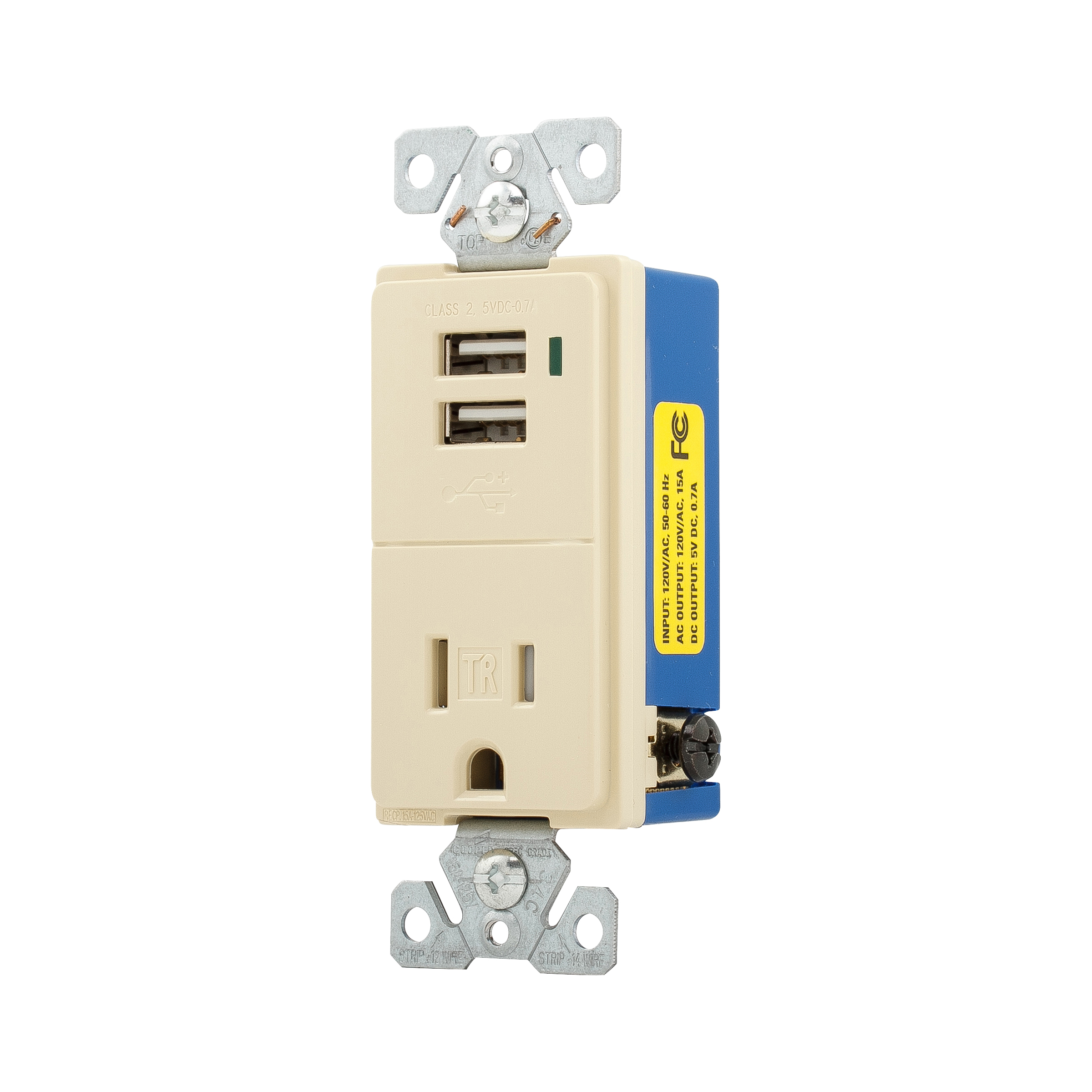 Combination USB Charger with Receptacle