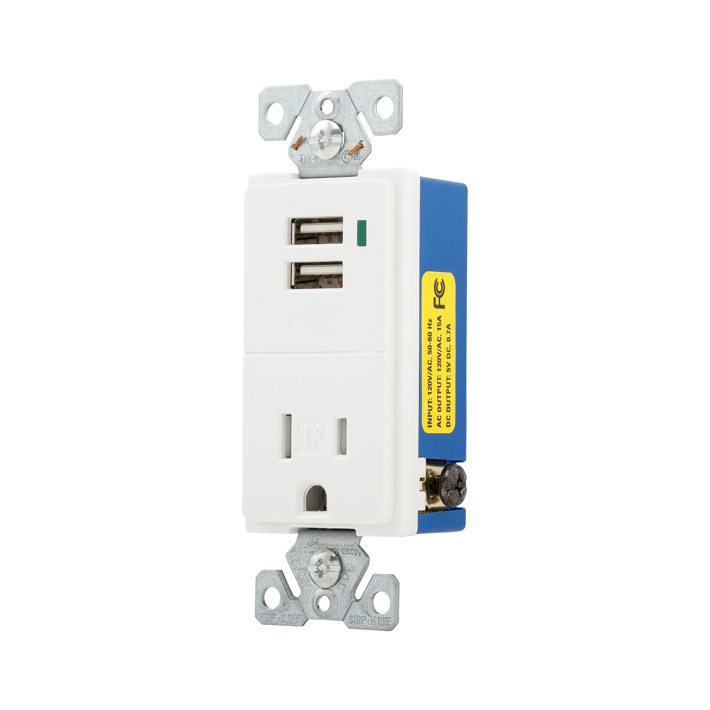 Combination USB Charger with Receptacle