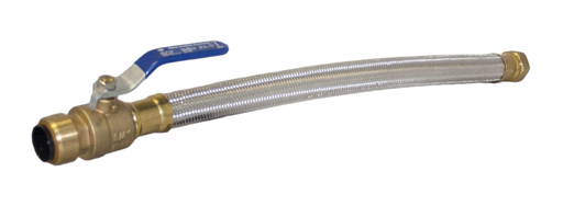 210-8 Braided Stainless Steel Water Heater Connector W/Ball Valve - 3/4" X 3/4"