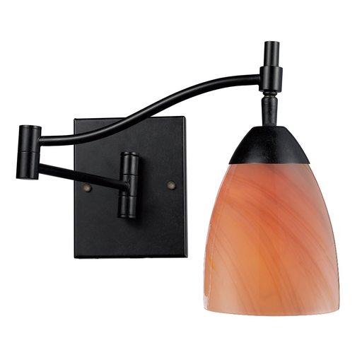 Product image for ELKLTG 10151/1DR-SY CELINA 1-LIGHT SWINGARM SCONCE IN DARK RUST AND SANDY GLASS