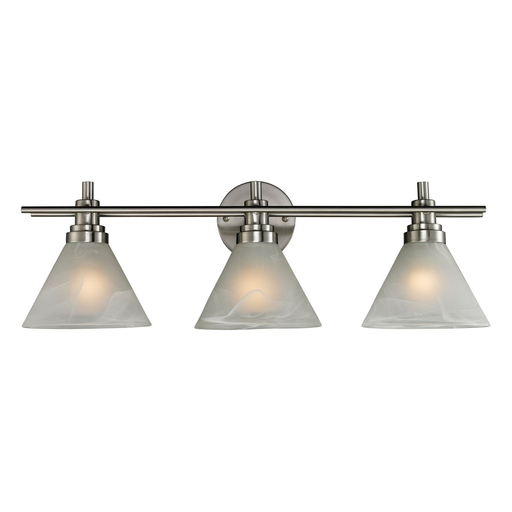 Product image for Pemberton 3 Light Vanity - Brushed Nickel w/ Marbelized White Glass