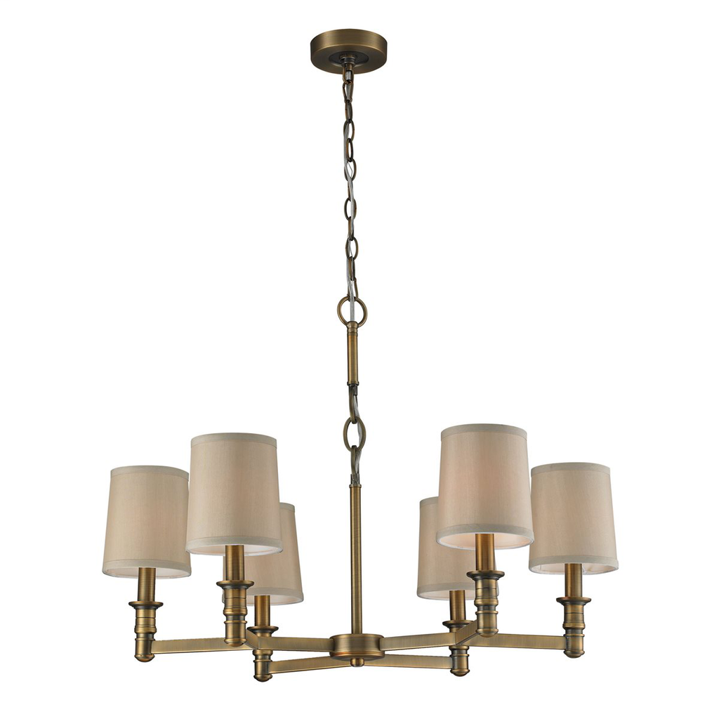 Product image for ELK 31266/6 6 LIGHT CHANDELIER IN BRUSHED ANTIQUE BRASS