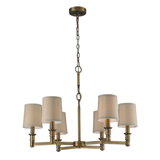 Product image for ELK 31266/6 6 LIGHT CHANDELIER IN BRUSHED ANTIQUE BRASS