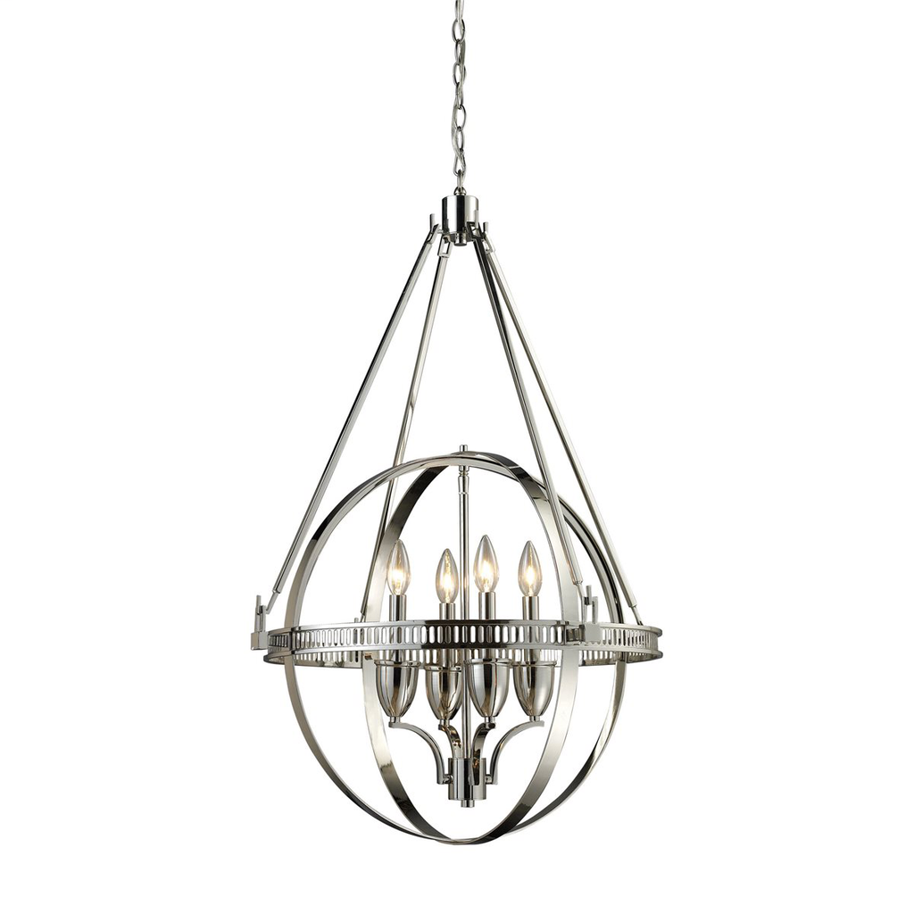 Product image for ELK 10192/4 HEMISPHERES 4LIGHT CHANDELIER IN POLISHED NICKEL