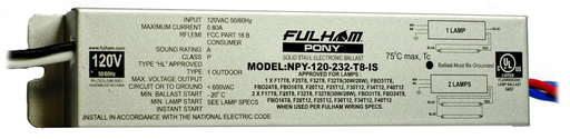 Product image for FUL NPY-120-232T8IS PONY,120V,2X32