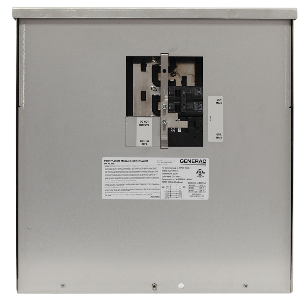 Product image for GEN 6335 200-Amp Manual Transfer Sw